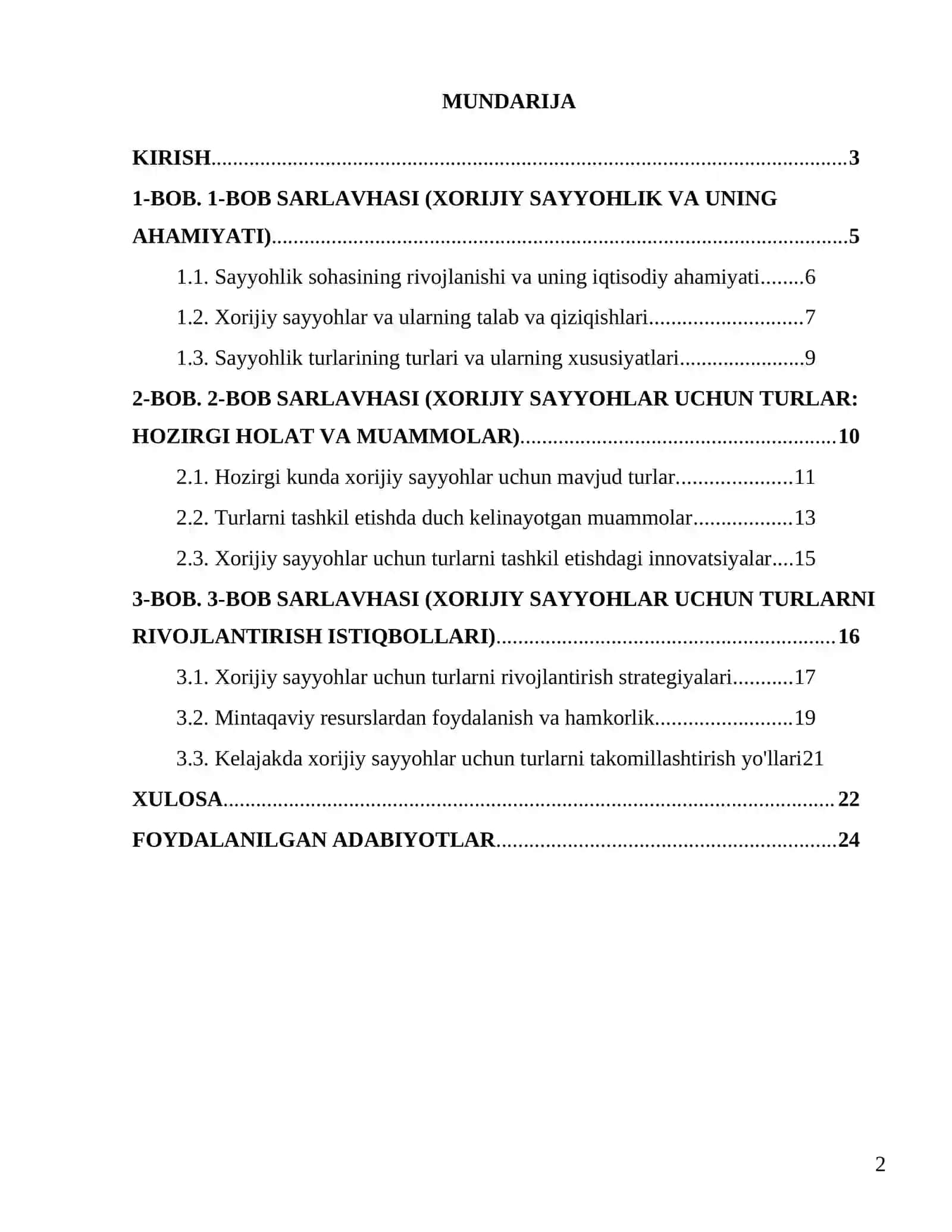 Turoperating fanidan kurs ishi 2