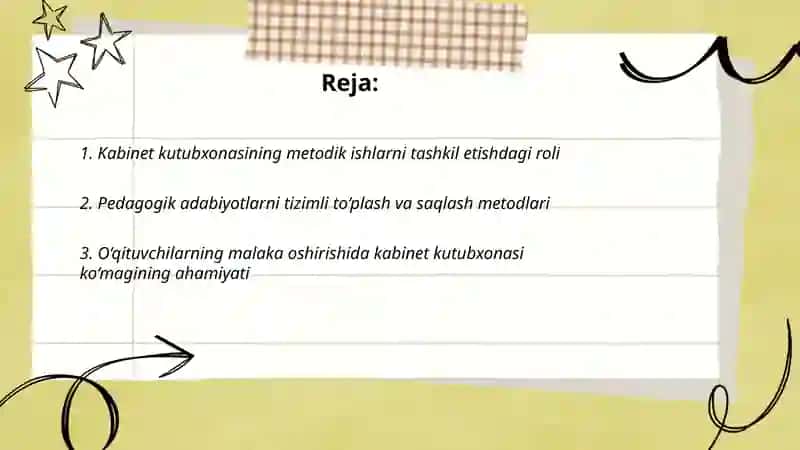 Kabinet kutubxonasining metodik ishlarni tashkil etishdagi roli 2