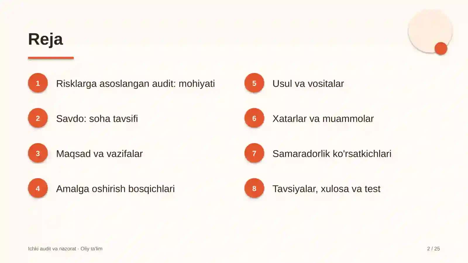 Savdoda risklarga asoslangan audit rejalashtirish 2