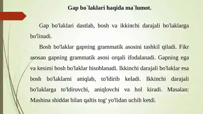 GAP BO'LAKLARI SANALMAYDIGAN BIRLIKLAR 2