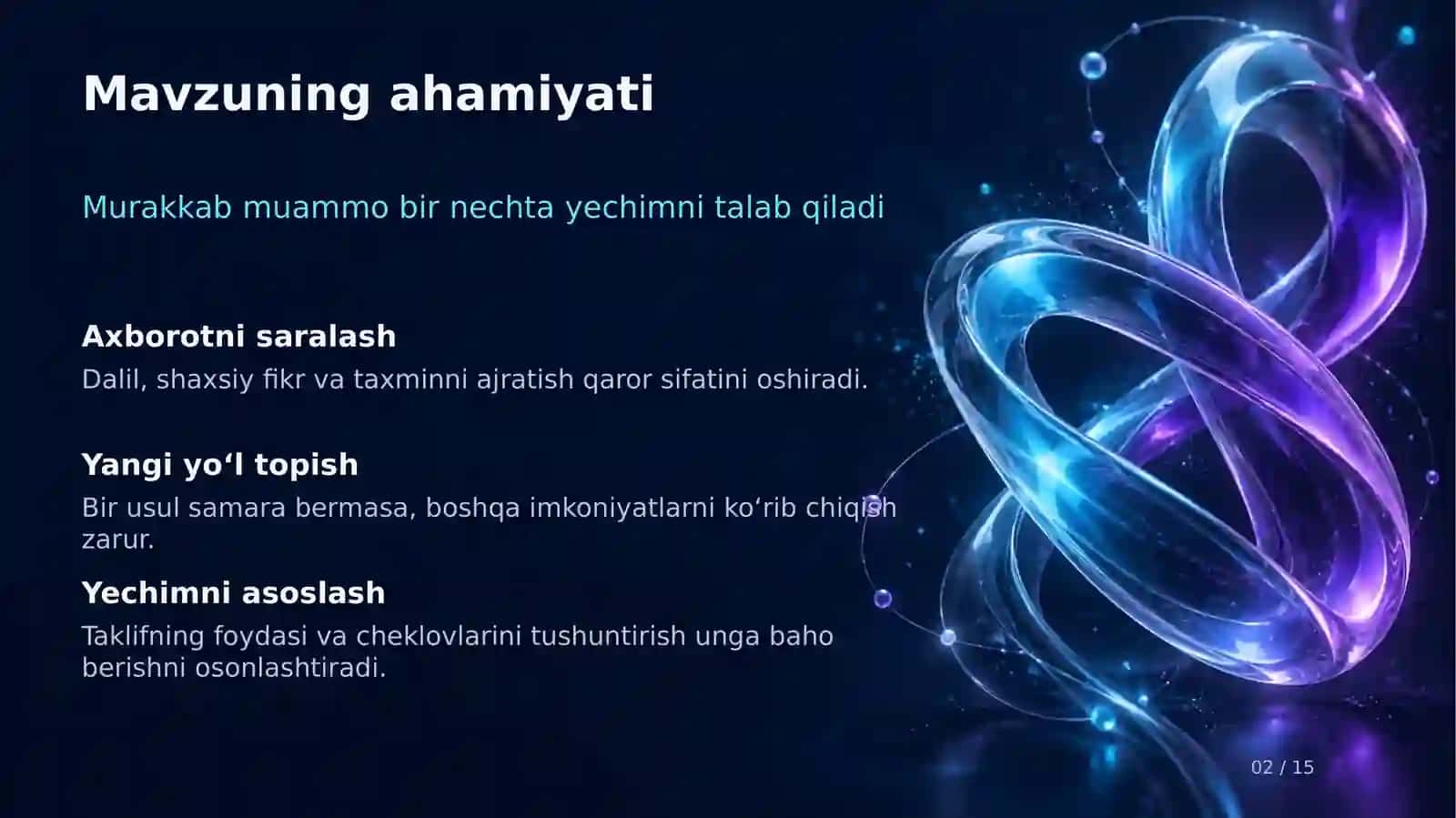 TAFAKKUR VA MUAMMO YECHISH Tanqidiy va Ijodiy Fikrlashning O‘zaro Bog‘liqligi 2