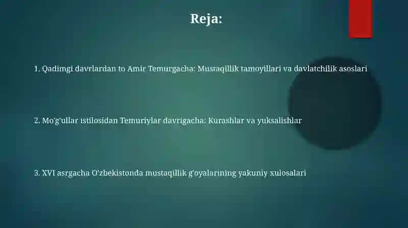 Özbekistonda mustaqillik goyalarining tarixiy asoslari (Qadimgi davrdan XVI asrgacha) 2