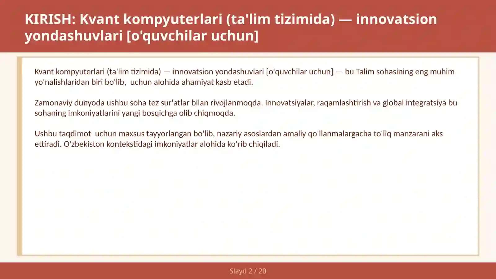 Kvant kompyuterlari (ta'lim tizimida) — innovatsion yondashuvlari [o'quvchilar uchun] 2