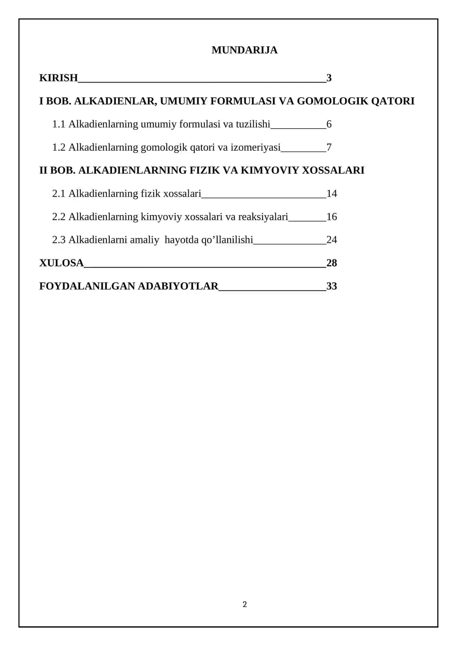 alkadiyenlar olinishi kurs ishi 2