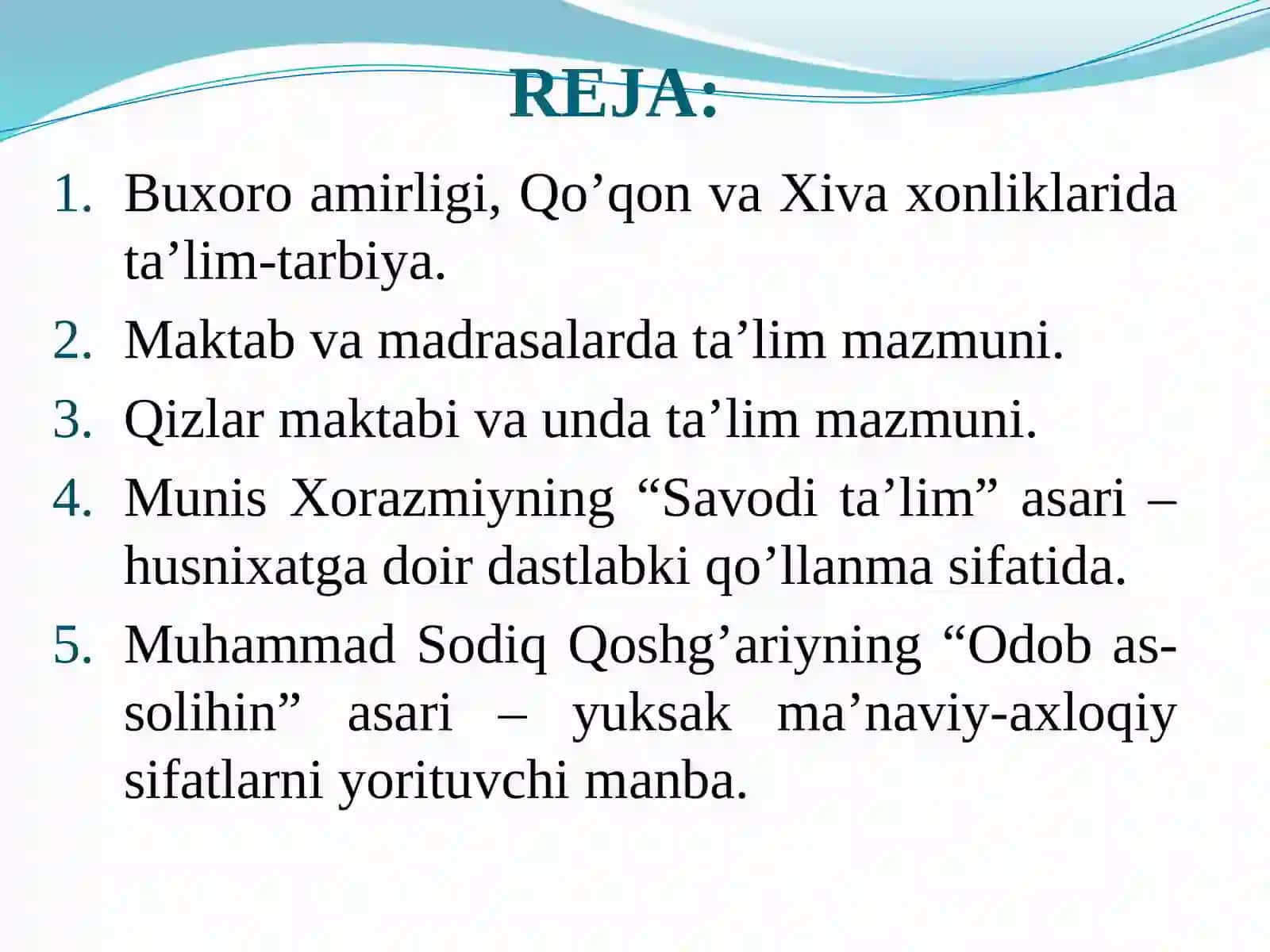 XVIIАSRDАNXIX АSRNING YARMIGАCHА TАRBIYA, MАKTАB VА PЕDАGОGIK FIKRLАR RIVOJI 2