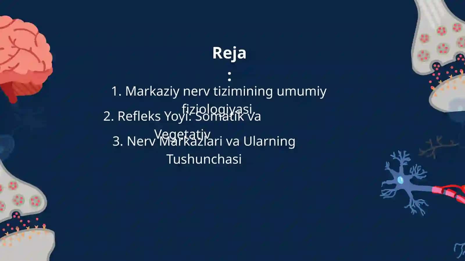 Asab markazlari. Asab markazlarining xossalari. Markaziy nerv tizimining
reflektor tamoyili. 2