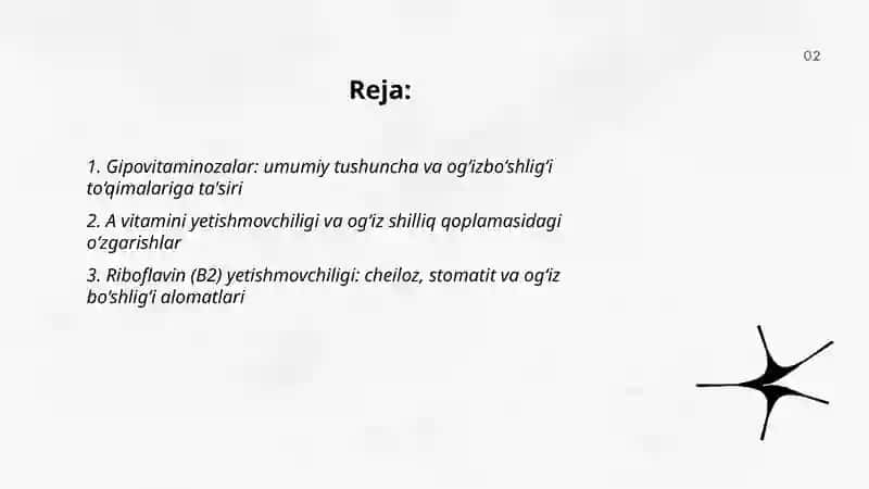 Gipovitaminozlar va ularni og‘izbo‘shlig‘i to‘qimalarida namoyon bo‘lishi 2