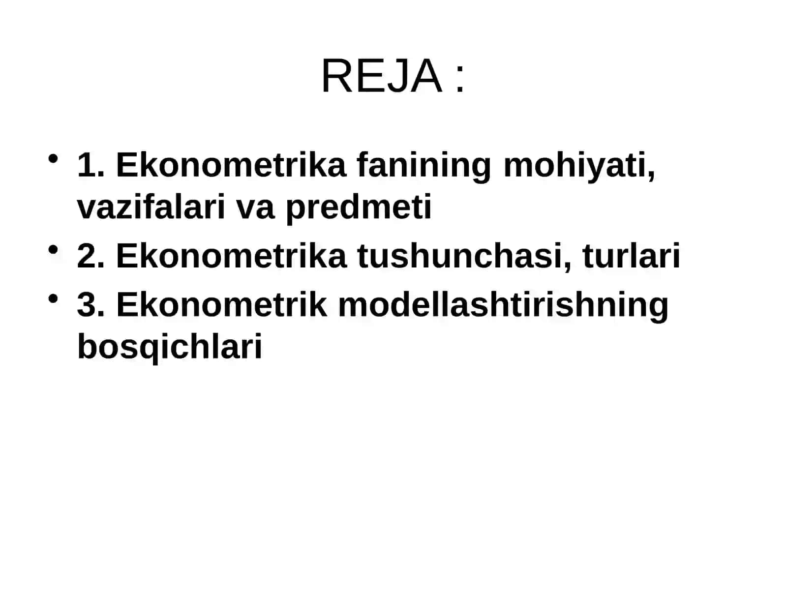Ekonometrika fanining predmeti 2