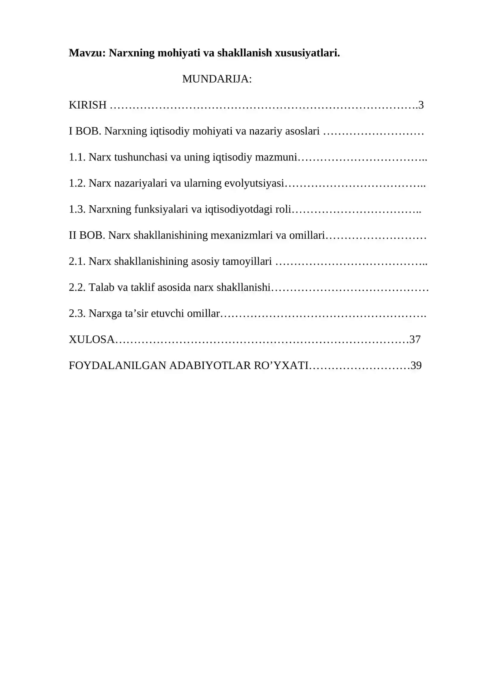 Narxning mohiyati va shakllanish xususiyatlari 2