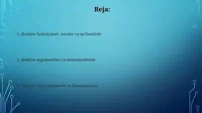 Shablon funksiyalari 2