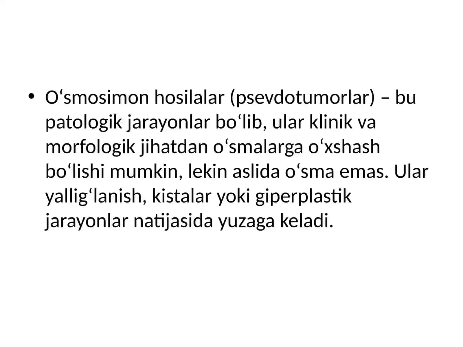 O‘smosimon hosilalar (psevdotumorlar) 2
