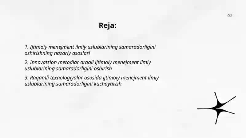 Ijtimoiy menejment ilmiy uslublarining samaradorligini oshirish asosi 2