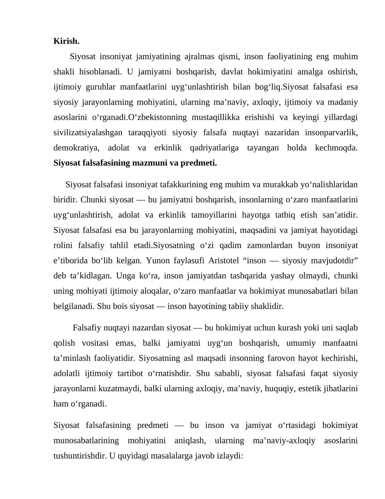 Siyosat falsafasi. O‘zbekistonning sivilizatsiyalashgan taraqqiyoti 2