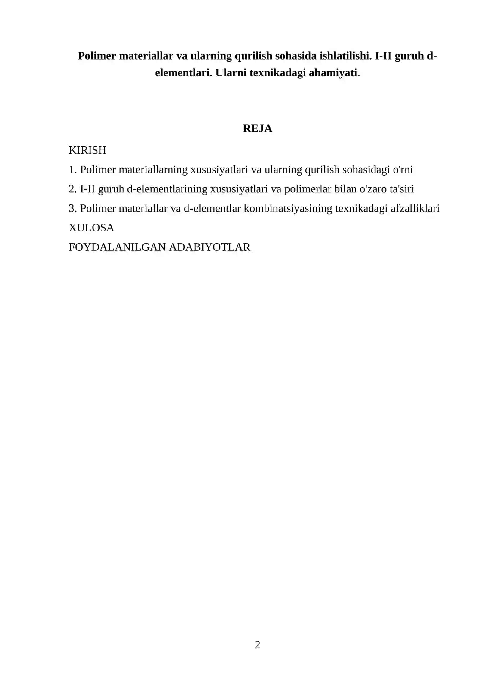 Polimer materiallar va ularning qurilish sohasida ishlatilishi 2