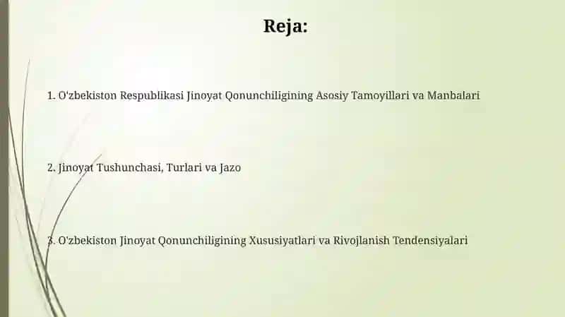 O‘zbekiston Respublikasi jinoiy qonunchiligining umumiy xususiyatlari 2