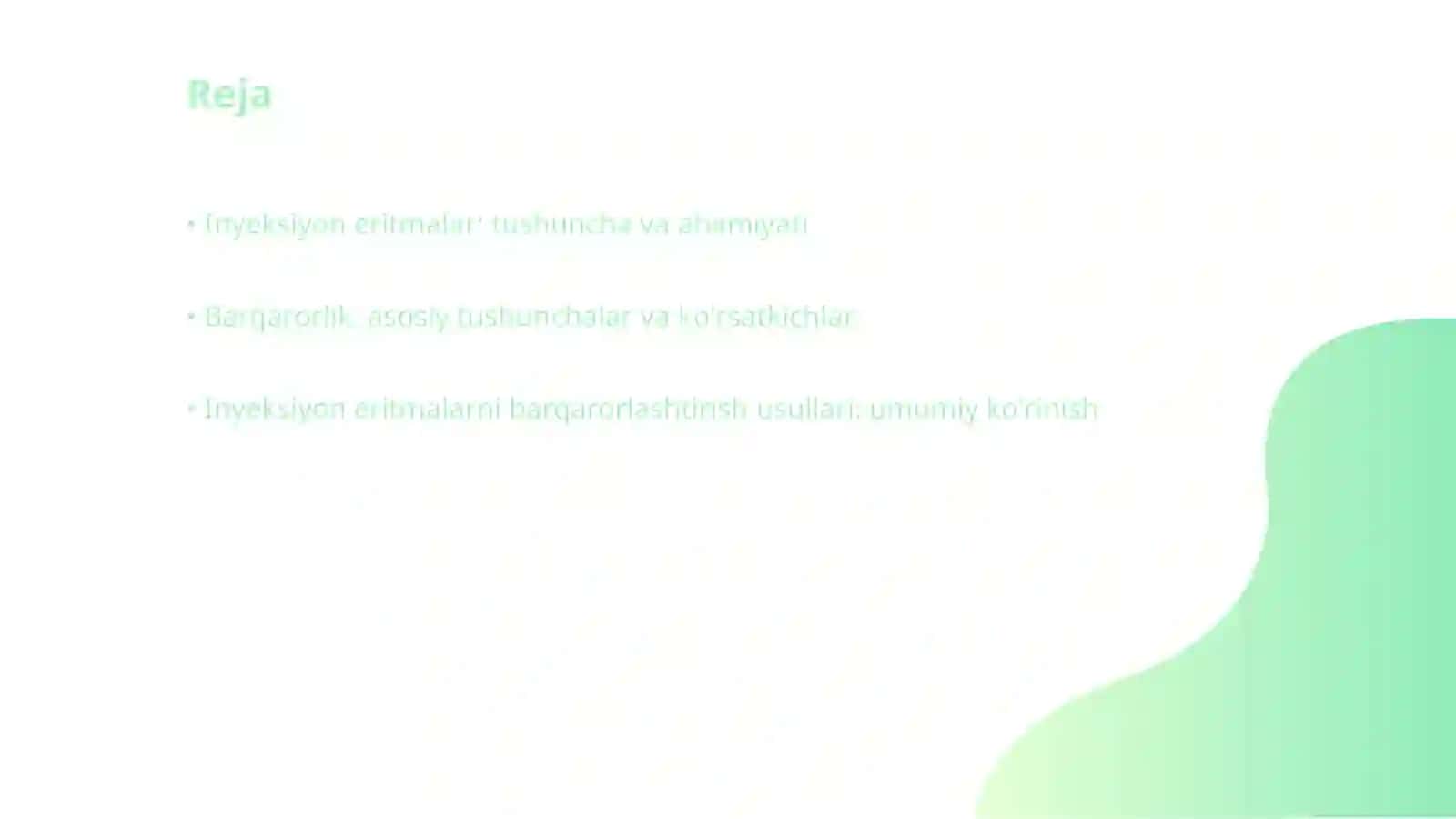 Inyeksiyon eritmalarni barqarorlashtirish usullari 2