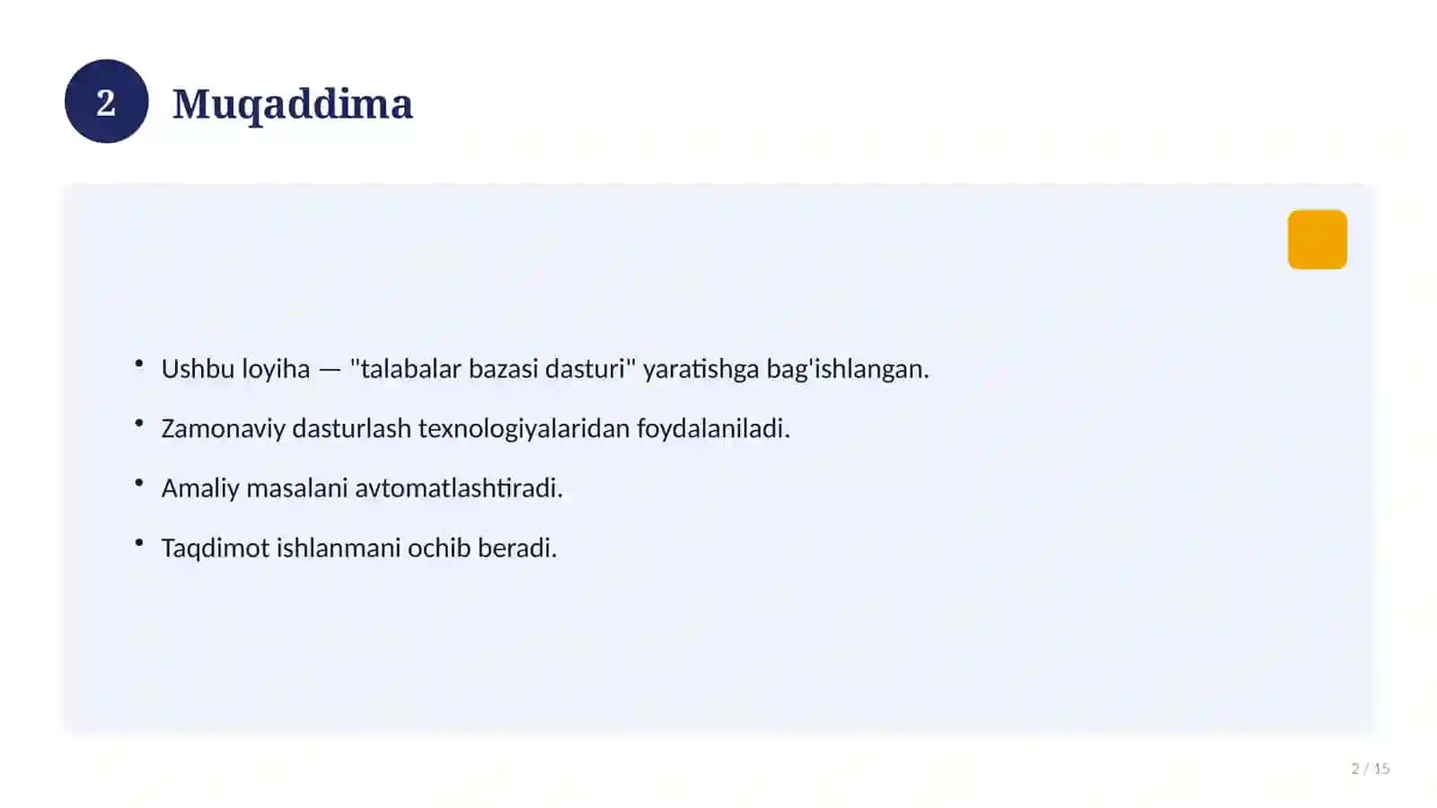 Talabalar Bazasi Dasturi 2