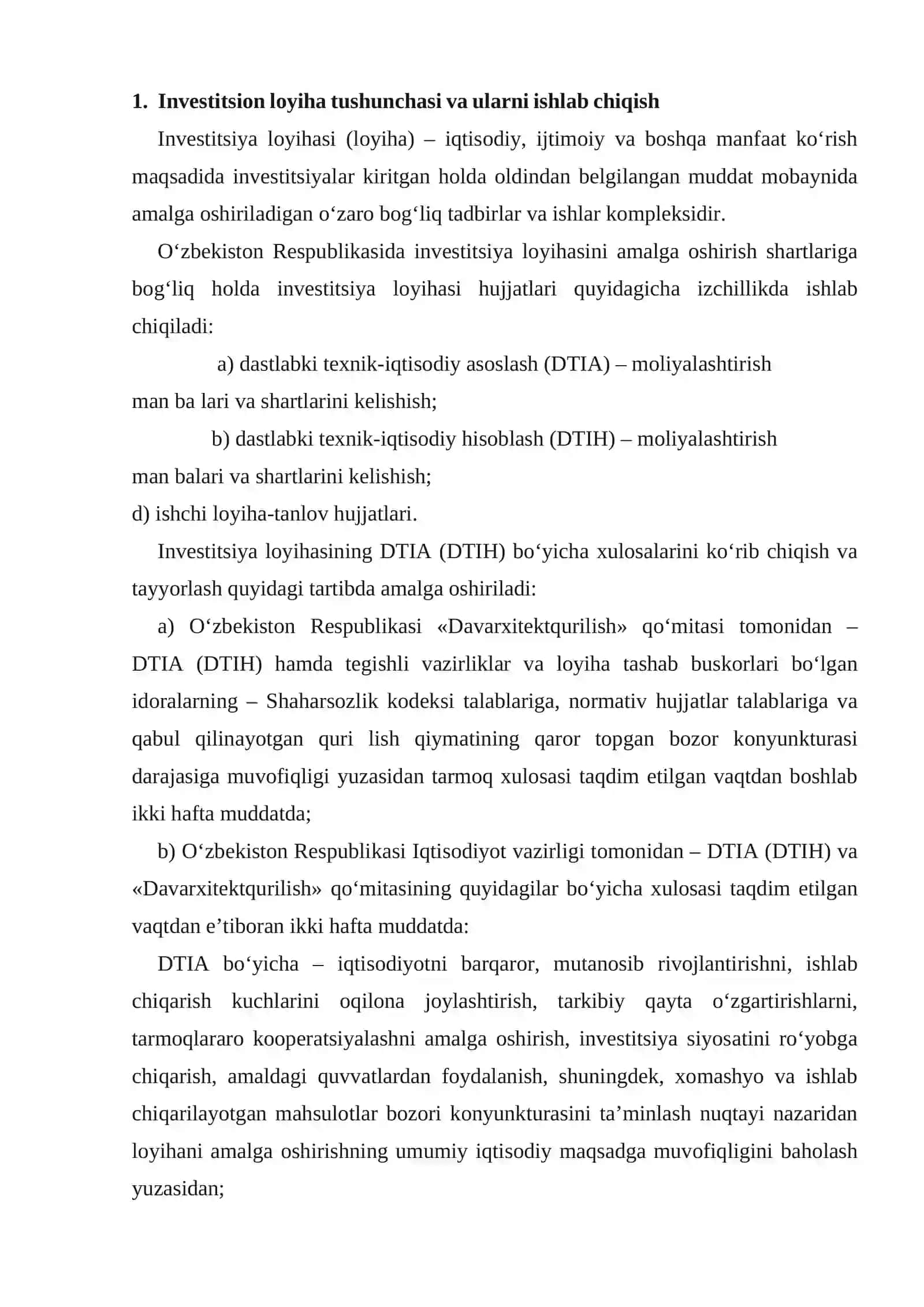 Investitsion loyihalarni mоliyalаshtirish mаnbаlаri va usullari 2
