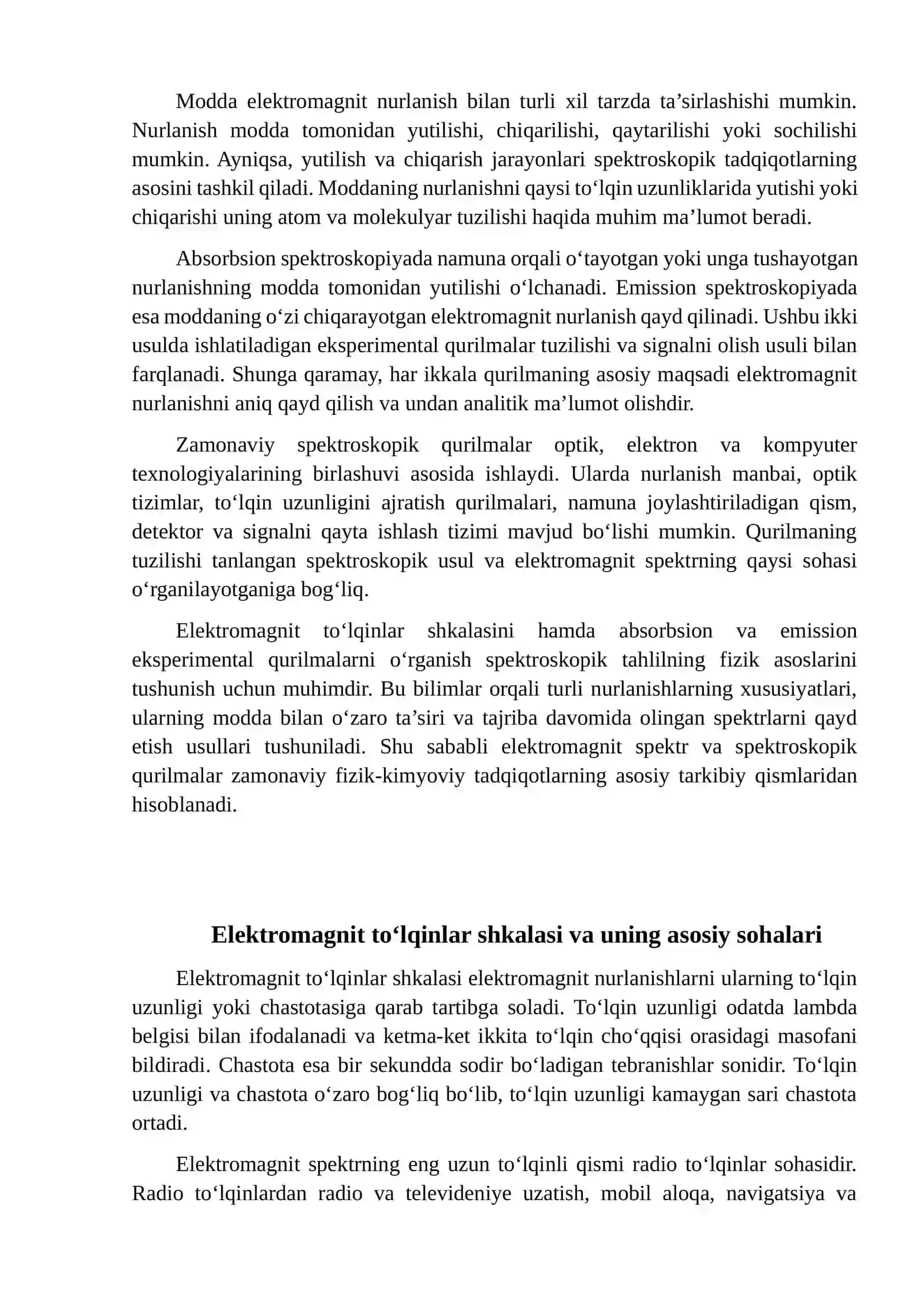 Elektromagnit to‘lqinlar shkalasi 2
