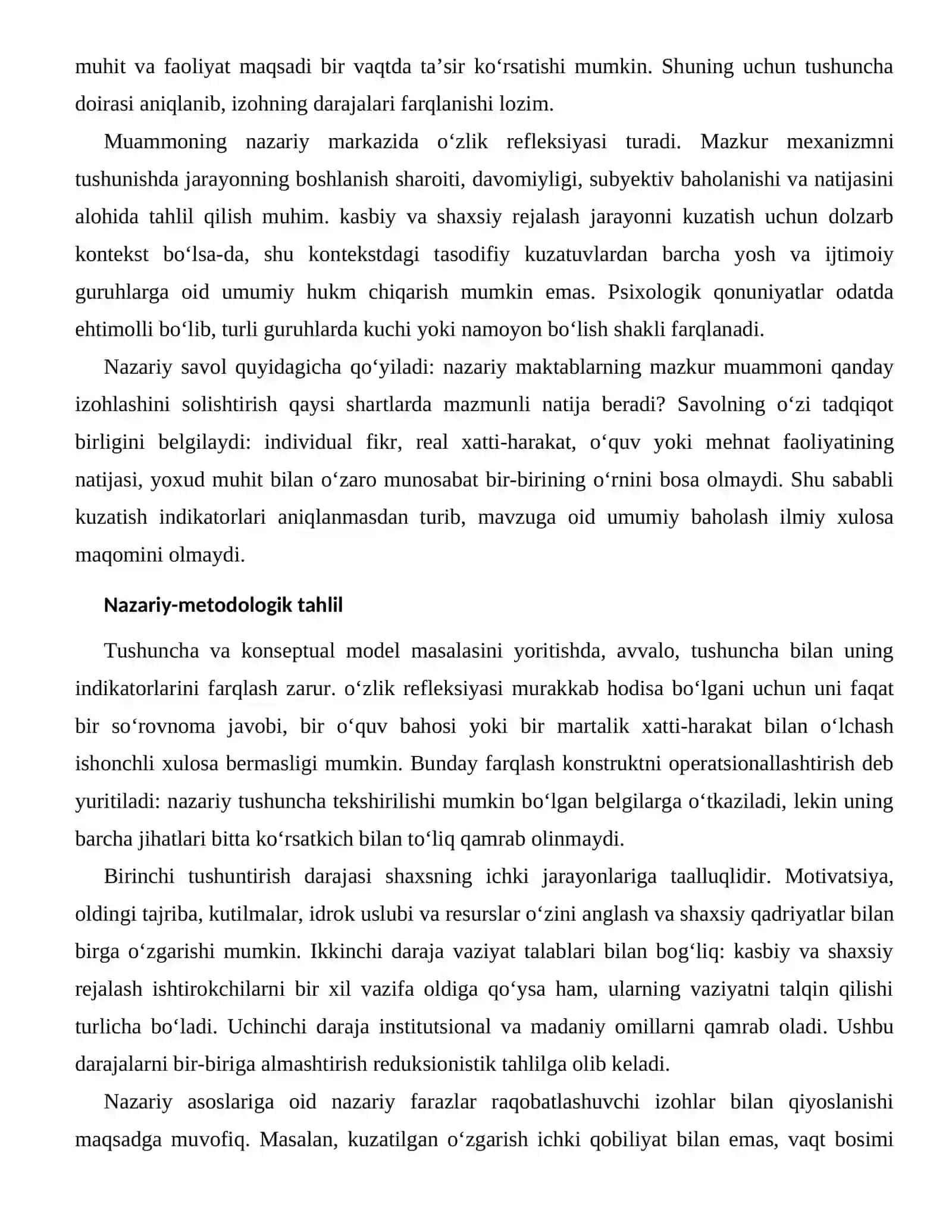 O‘ZINI ANGLASH VA SHAXSIY QADRIYATLARNING NAZARIY ASOSLARI 2
