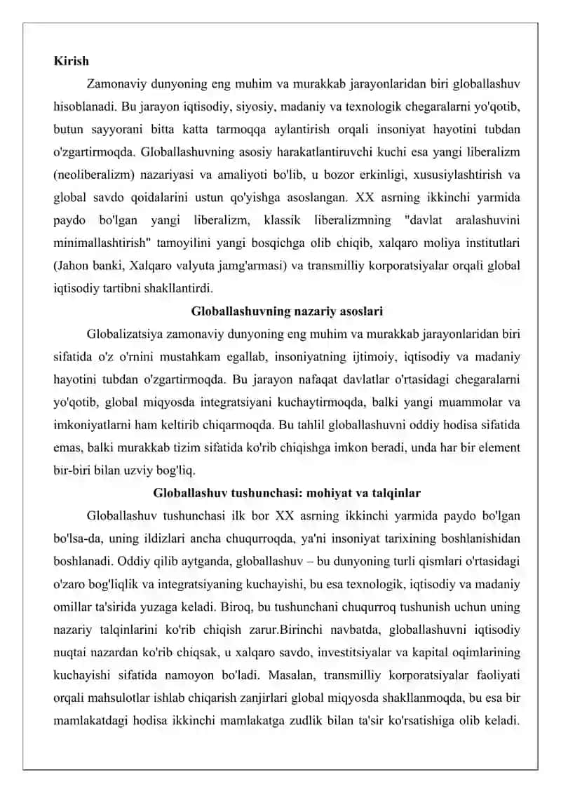 Globallashuv va yangi liberalizm 2