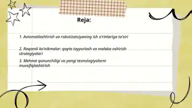 YANGI TEXNOLOGIYALAR OʻTISH DAVRIDA MEHNAT VA MEHNAT MUNOSABATLARINI ŌZLASHTIRISH 2