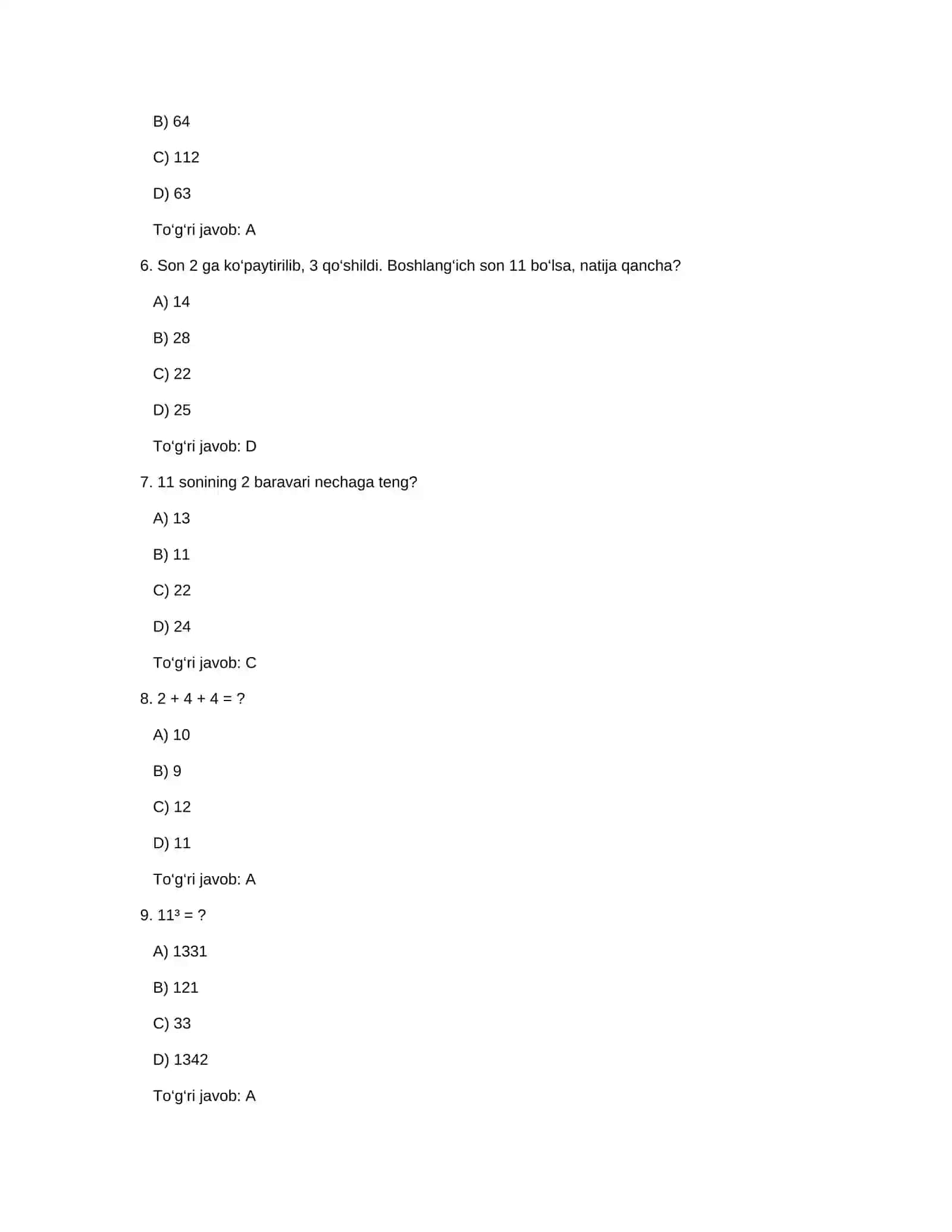 500 ta IQ TEST SAVOLLARI VA JAVOBLARI 2