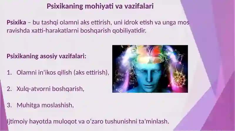 Psixika va ongning taraqqiyoti. Motivatsiya va ustanovkalar. 2