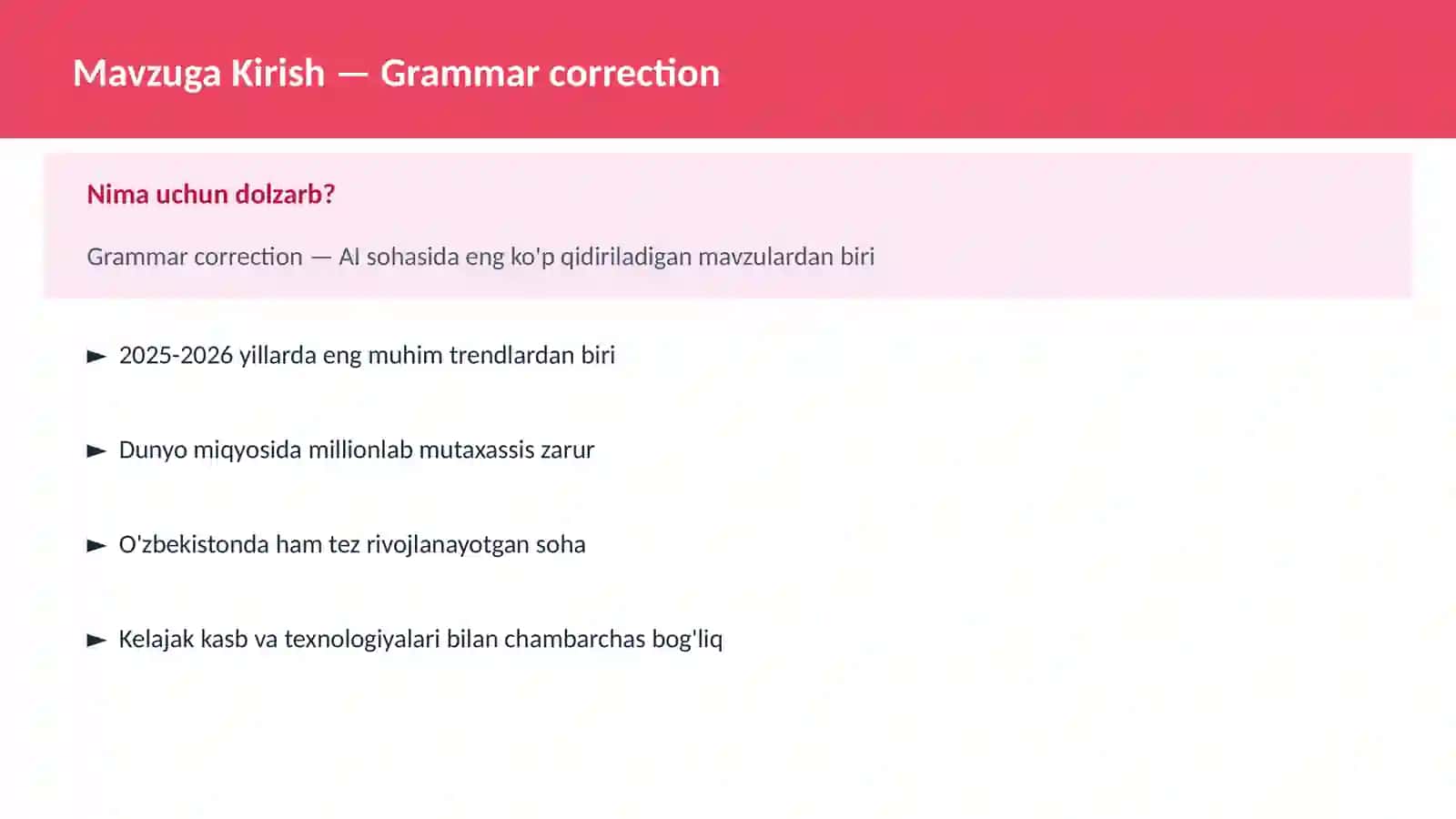 Grammar correction - NLP Tabiiy Til Qayta Ishlash 2