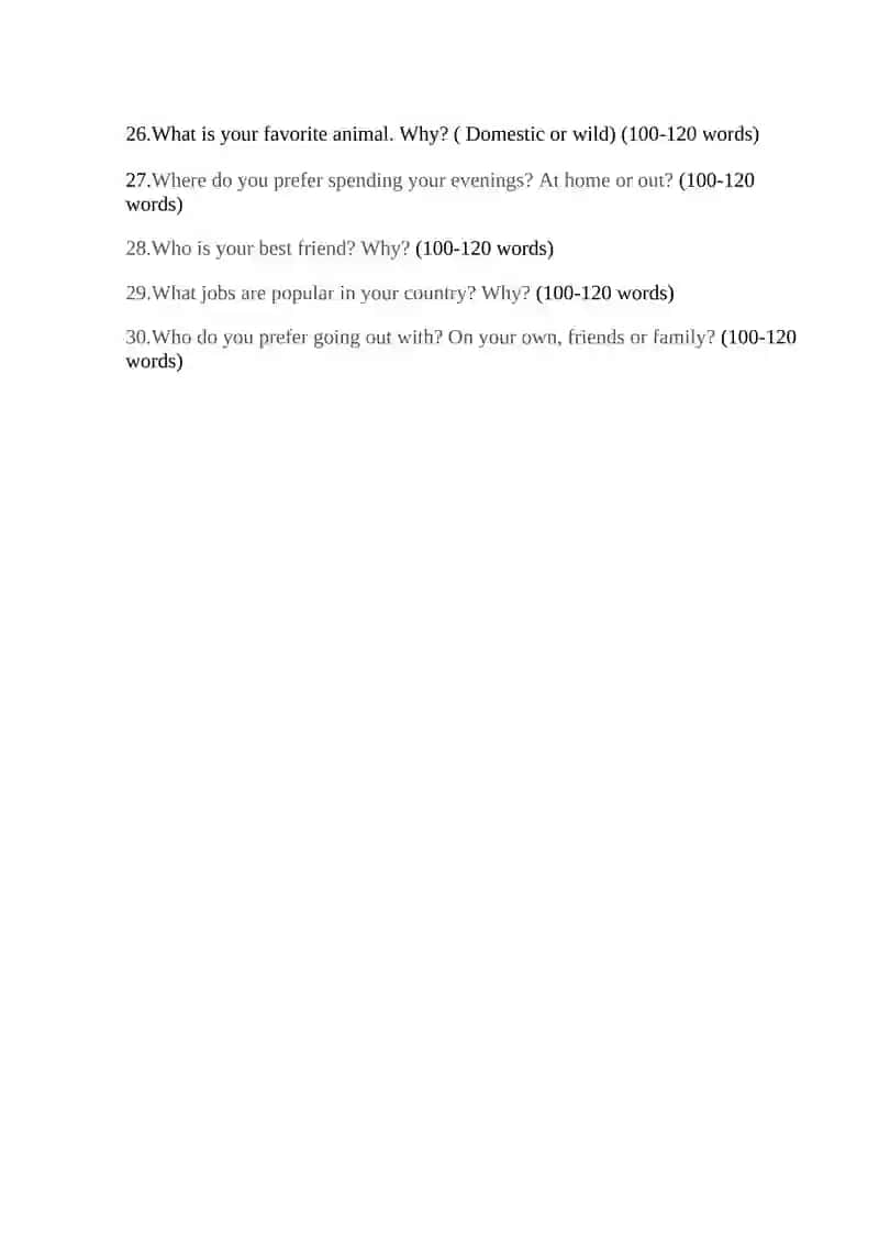 Final Exam questions (for speaking ) 2
