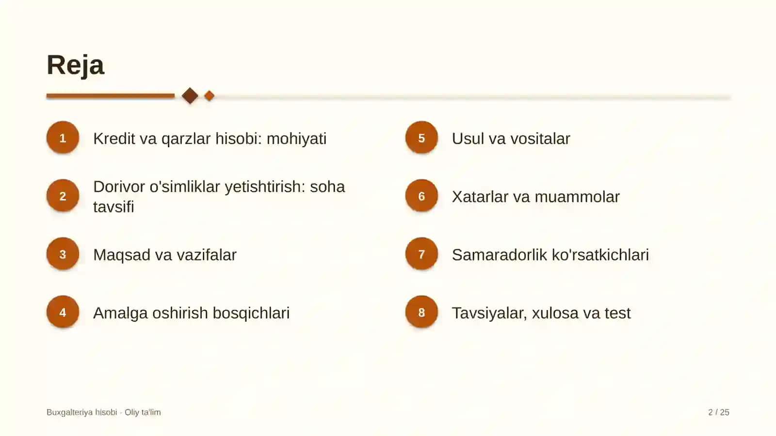 Dorivor o'simliklar yetishtirishda kredit va qarzlar hisobi 2