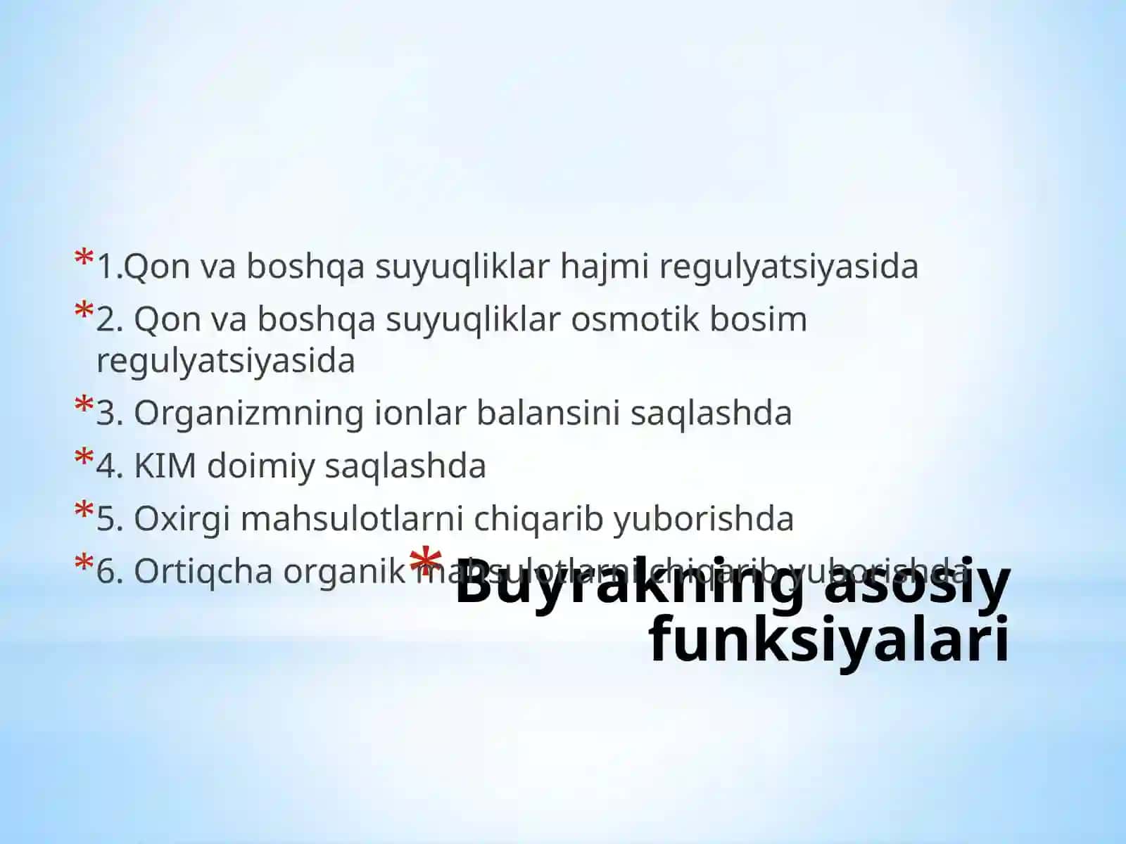 Buyrak patofiziologiyasi. O’tkir glomerulonefrit va pielonefrit etiopatogenezi 2