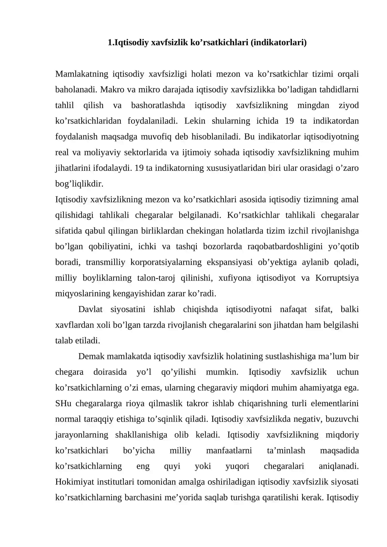 IQTISODIY XAVFSIZLIKNING CHEGARAVIY KO‘RSATKICHLARI 2