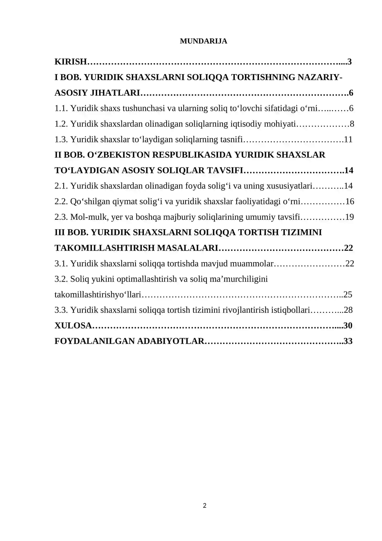 Yuridik shaxslar to‘laydigan soliqlarga umumiy tavsifnoma 2