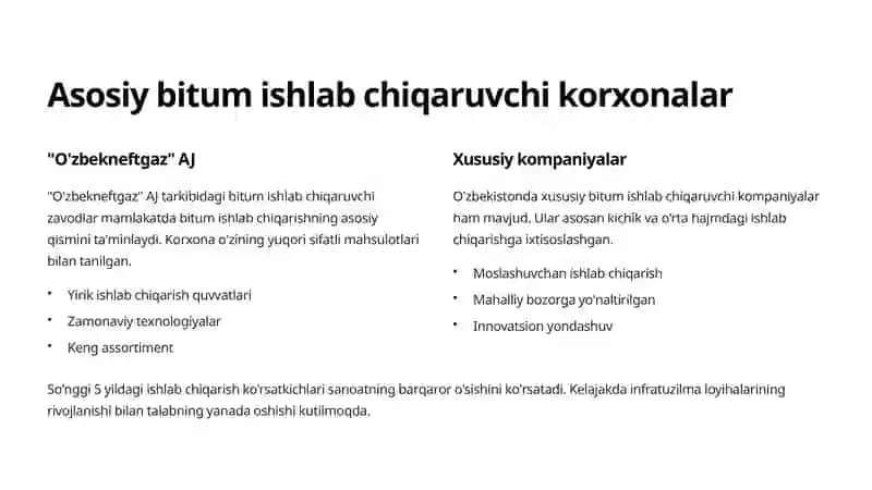 O'zbekistonda bitum materiallari ishlab chiqarish sanoati 2