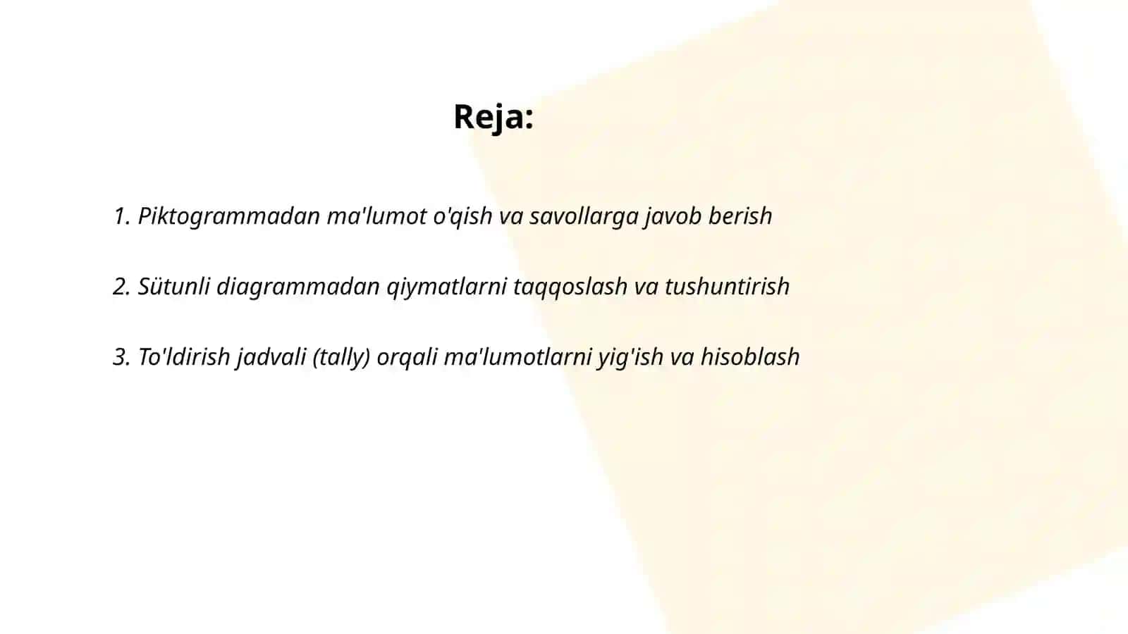EGMA xalqaro baxolash dasturida"Ma'lumot va noaniqlik" mazmun soxasiga oid topshiriqlar 2