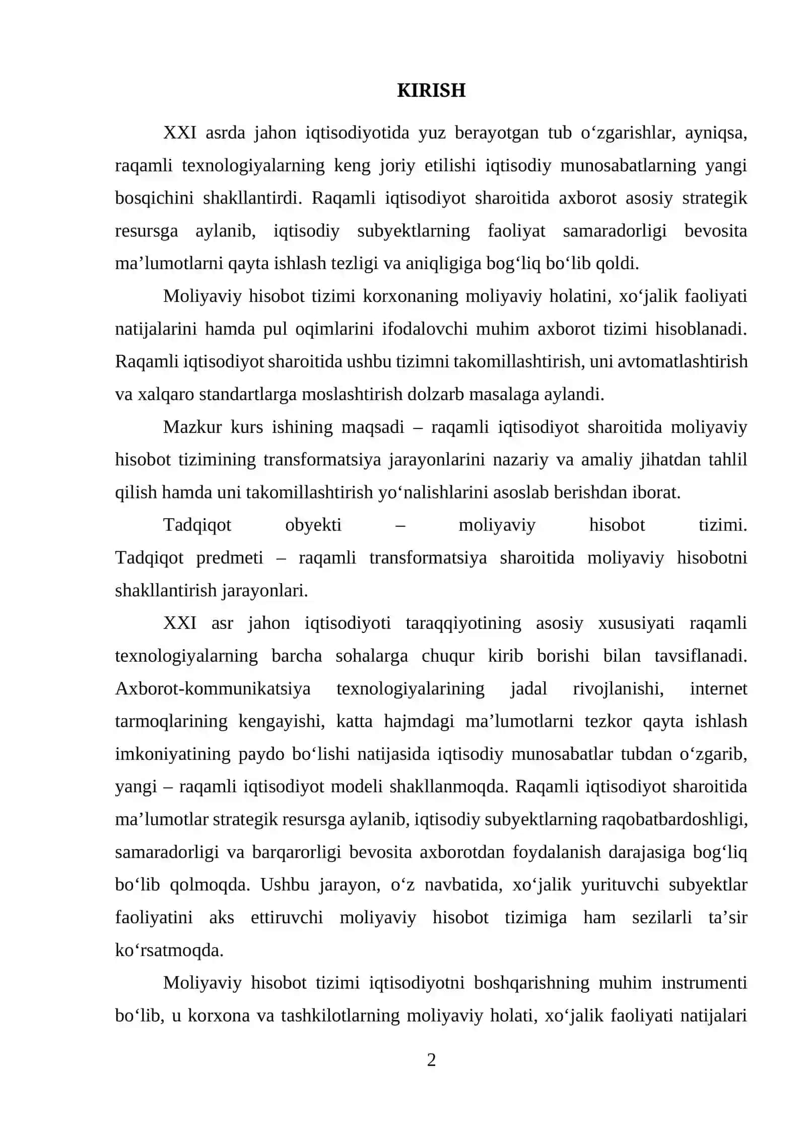 RAQAMLI IQTISODIYOT SHAROITIDA MOLIYAVIY HISOBOT TIZIMINING TRANSFORMATSIYASI 2