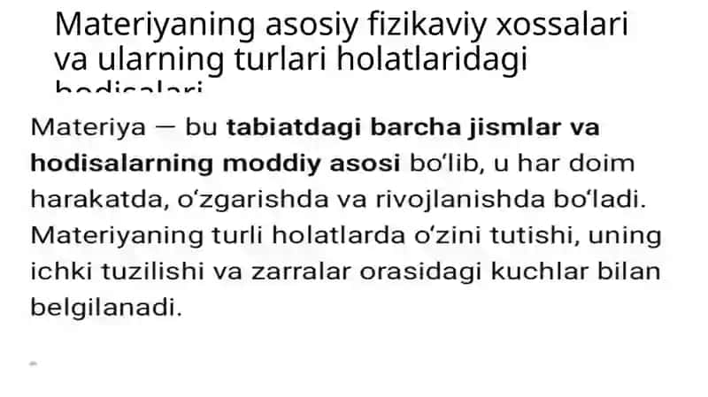 Materiyaning asosiy fizik omillar 2