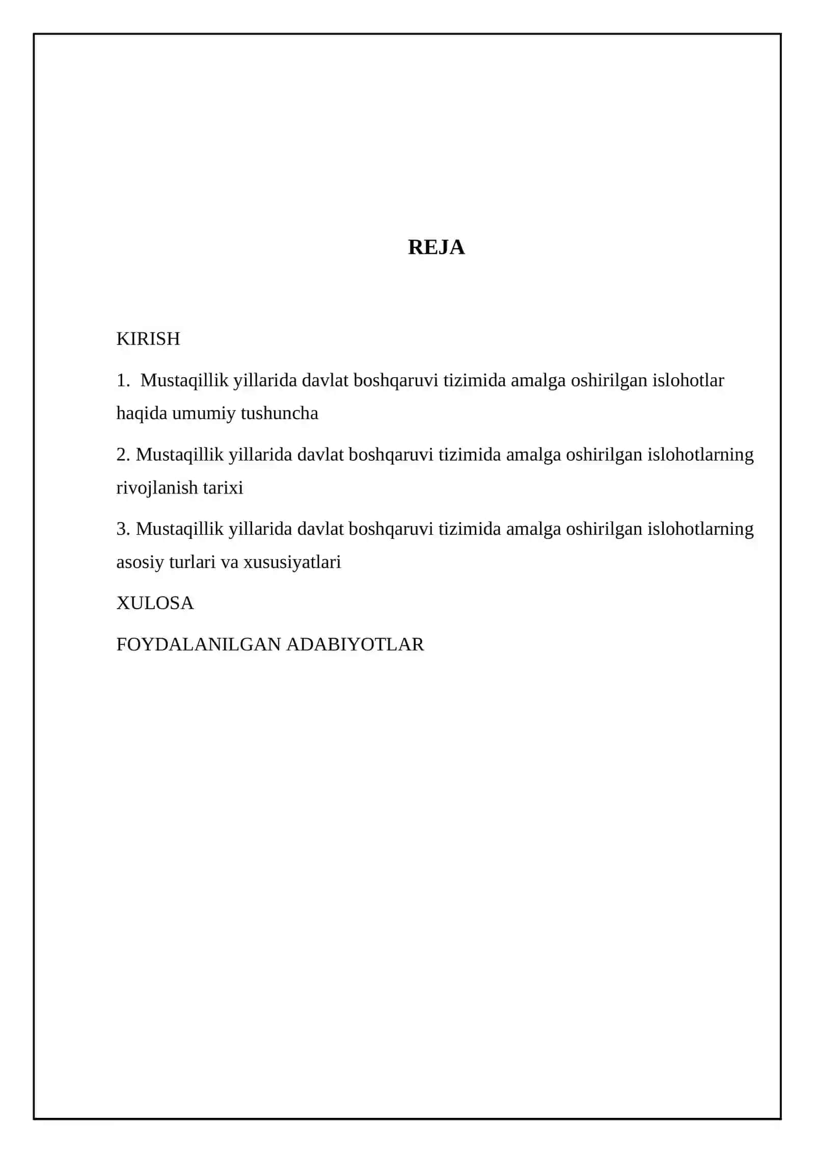 Mustaqillik yillarida davlat boshqaruvi tizimida amalga oshirilgan islohotlar 2