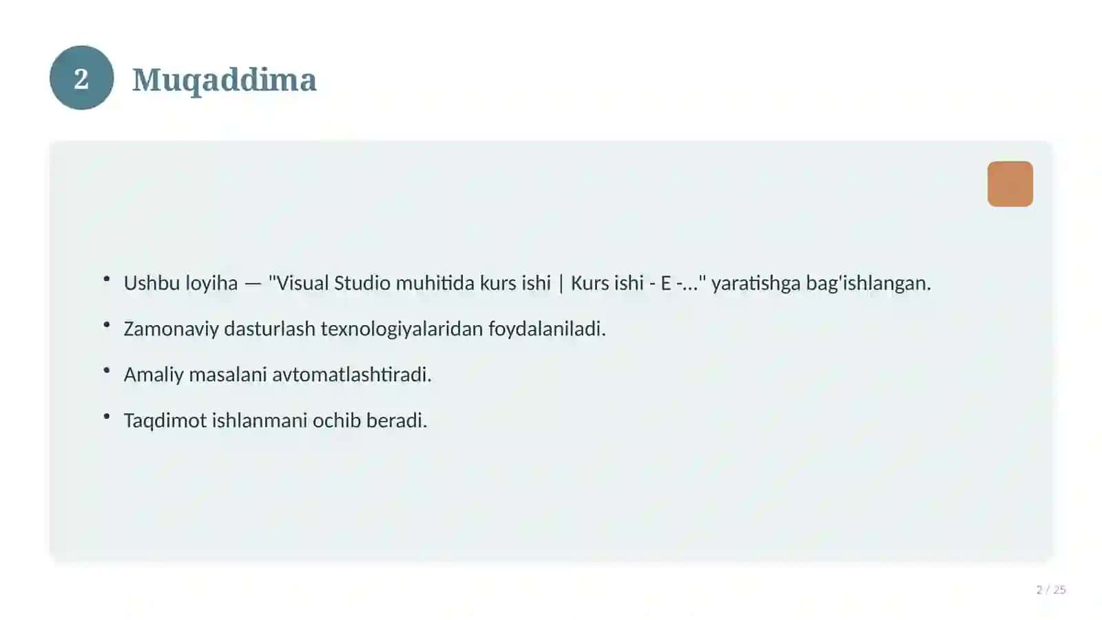 Visual Studio muhitida kurs ishi | Kurs ishi - E - TIJORAT UCHUN MAHSULOTLAR VA MIJOZLARNI BOSHQARISH DASTUR ILOVASINI YARATISH 2