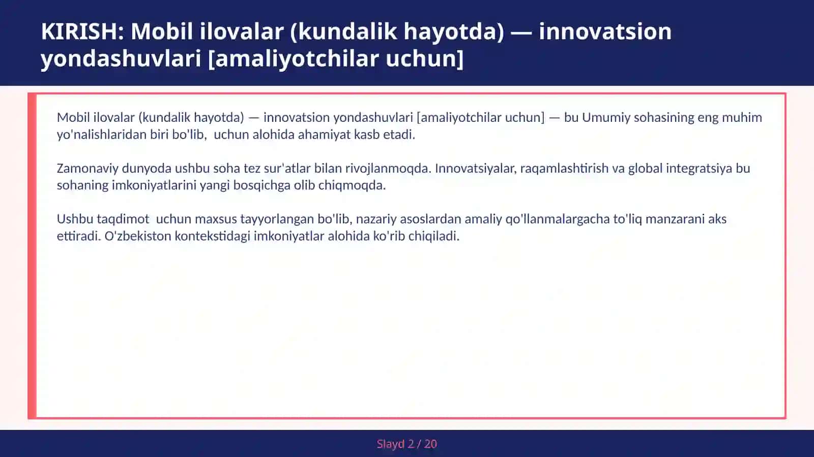 MOBIL ILOVALAR (KUNDALIK HAYOTDA) — INNOVATSION YONDASHUVLARI [AMALIYOTCHILAR UCHUN] 2