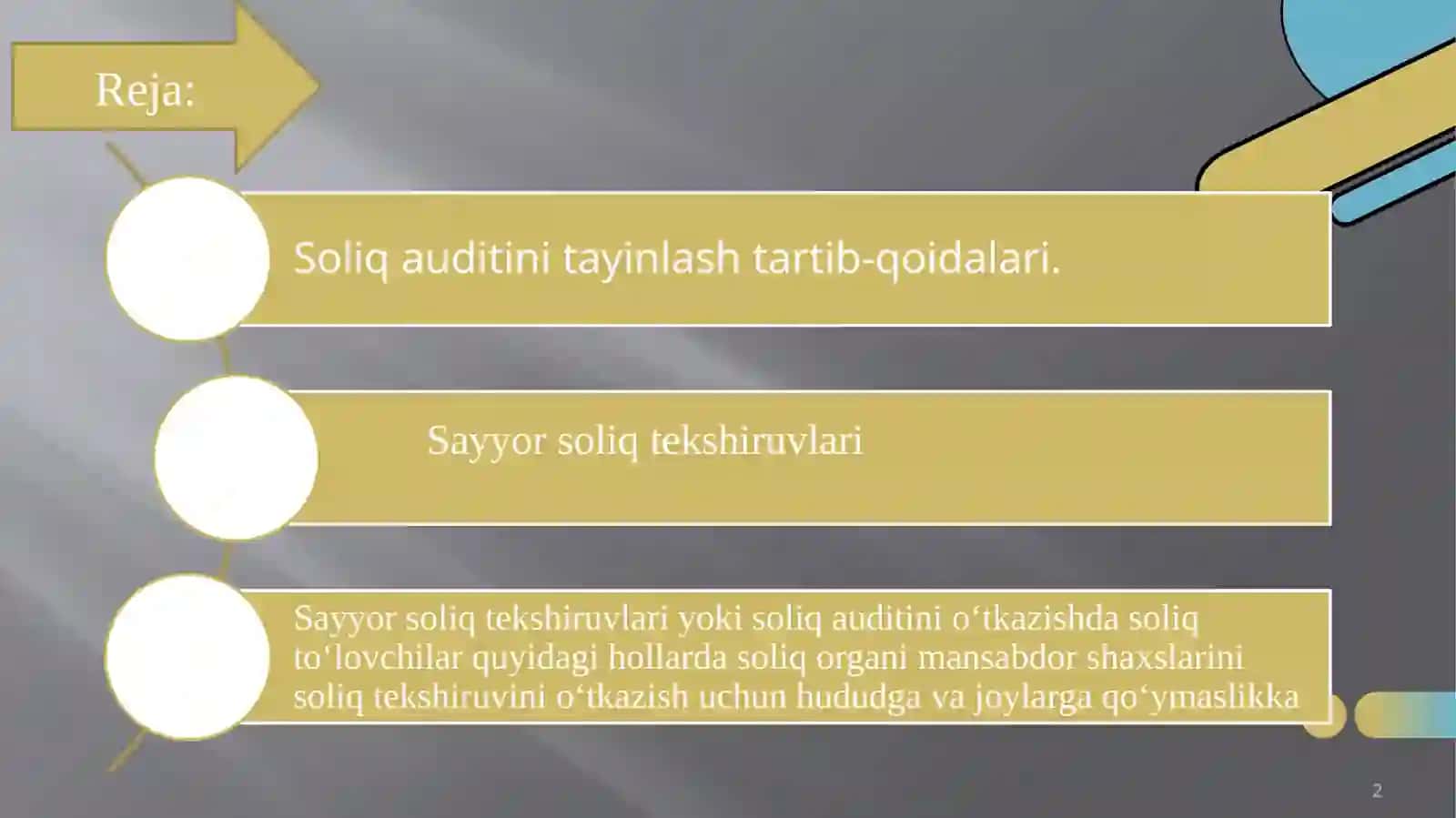 Farg`ona soliq texnikumining soliq auditida ayrim mavzular haqida 2