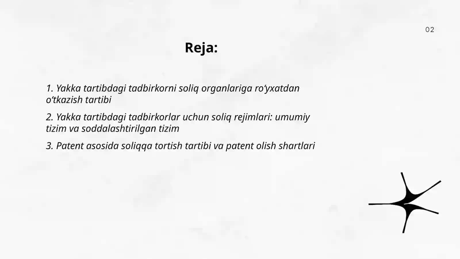 Yakka tartibda tadbirkorlik faoliyati bilan shug'ullanuvchi jismoniy shaxslarning daromadlarini soliqqa tortish tartibi 2