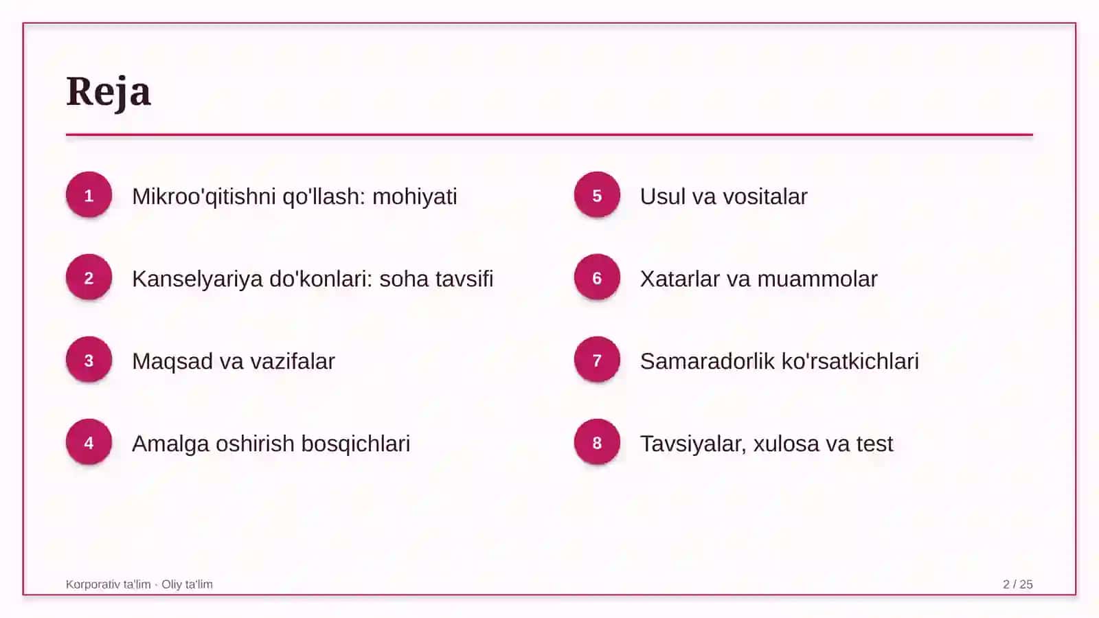 Kanselyariya do'konlarida mikroo'qitish usulini qo'llash 2