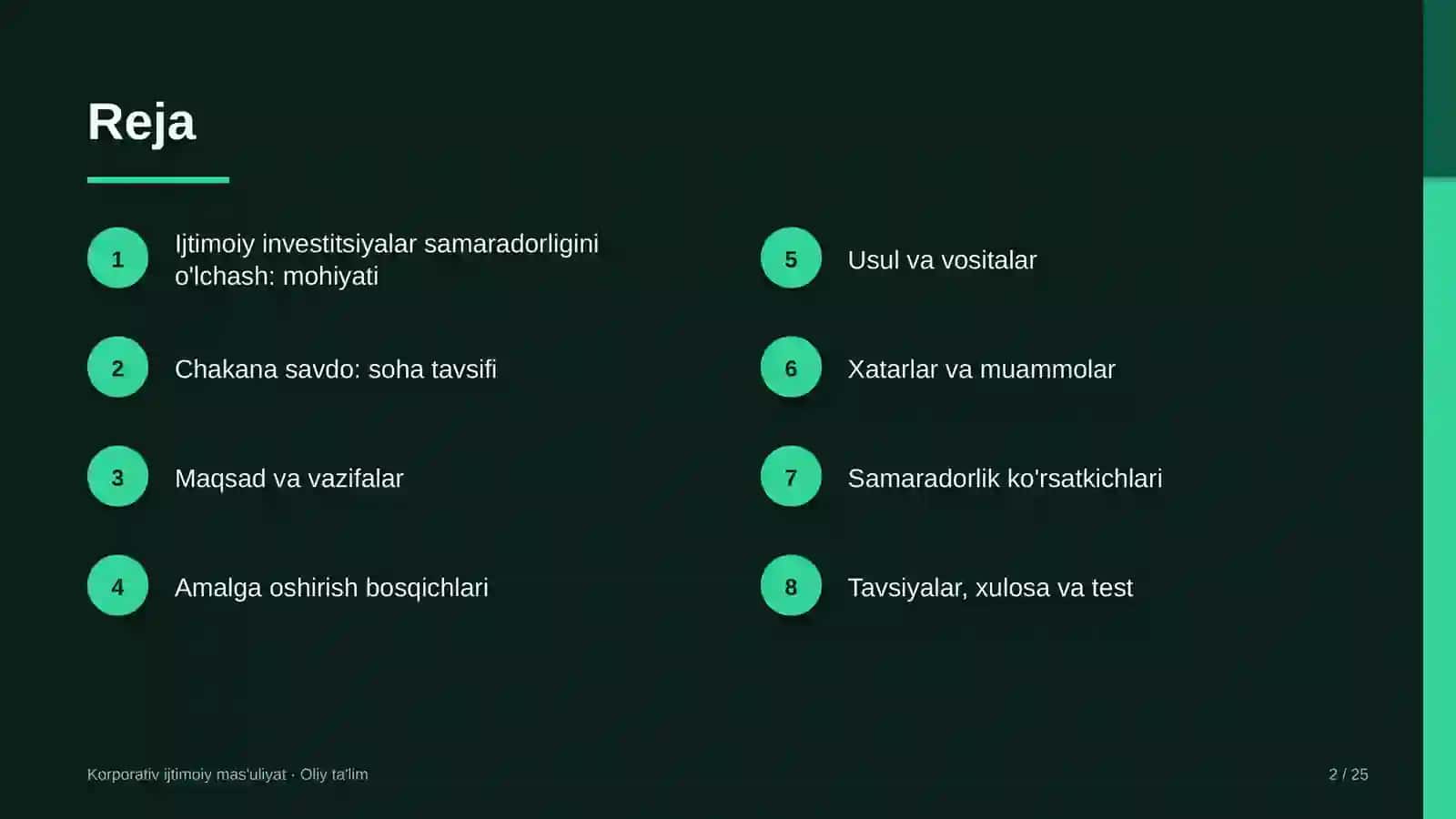 chakana savdoda ijtimoiy investitsiyalar samaradorligini o'lchash 3588 2