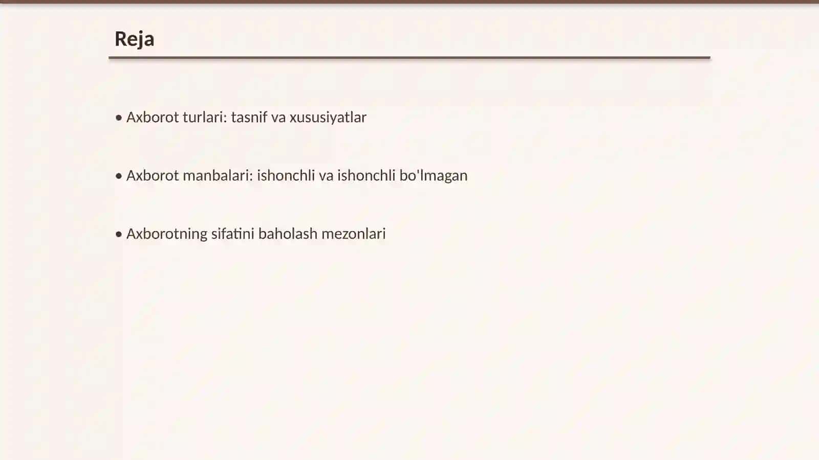 Axborot turlari va ishonchliligi 2