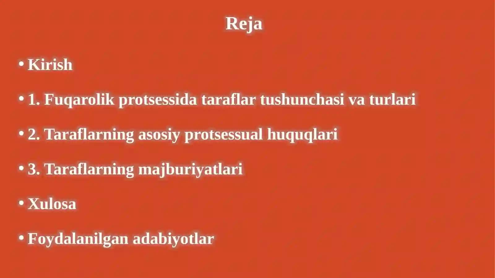 Fuqarolik protsessida taraflar va ularning huquq va majburiyatlari 2