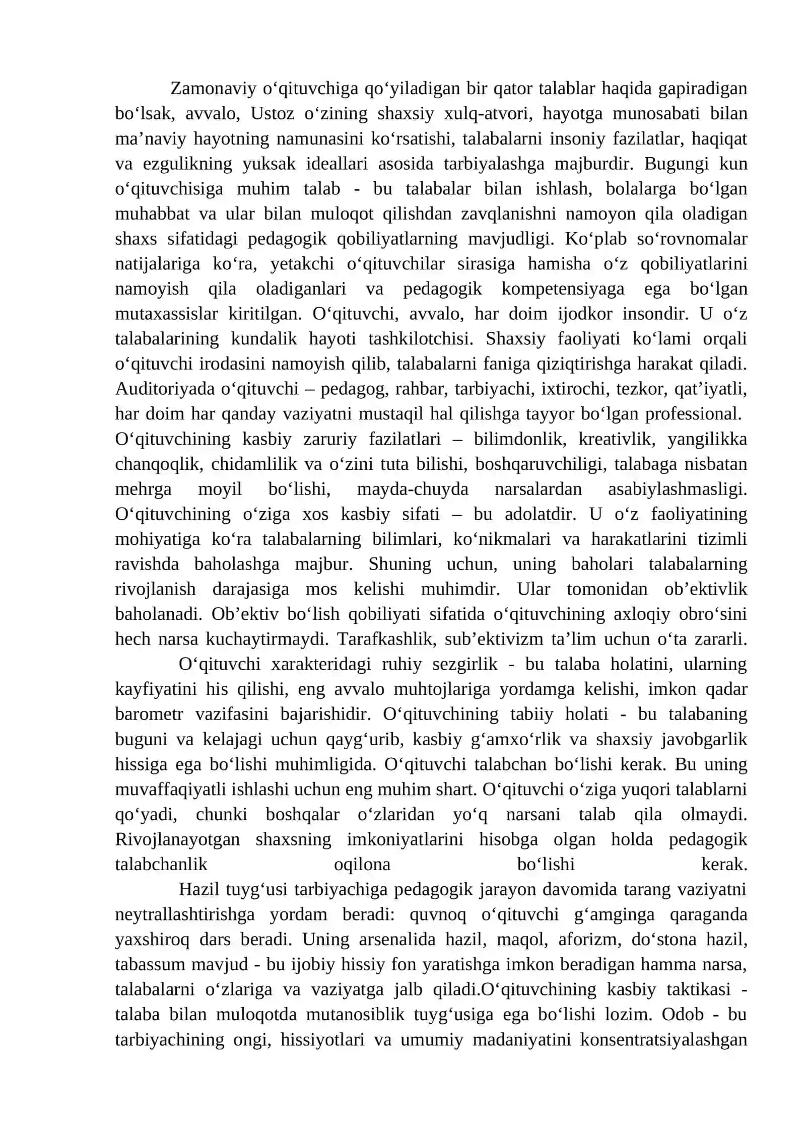Zamonaviy o’qituvchisiga bo’lgan talablar 2