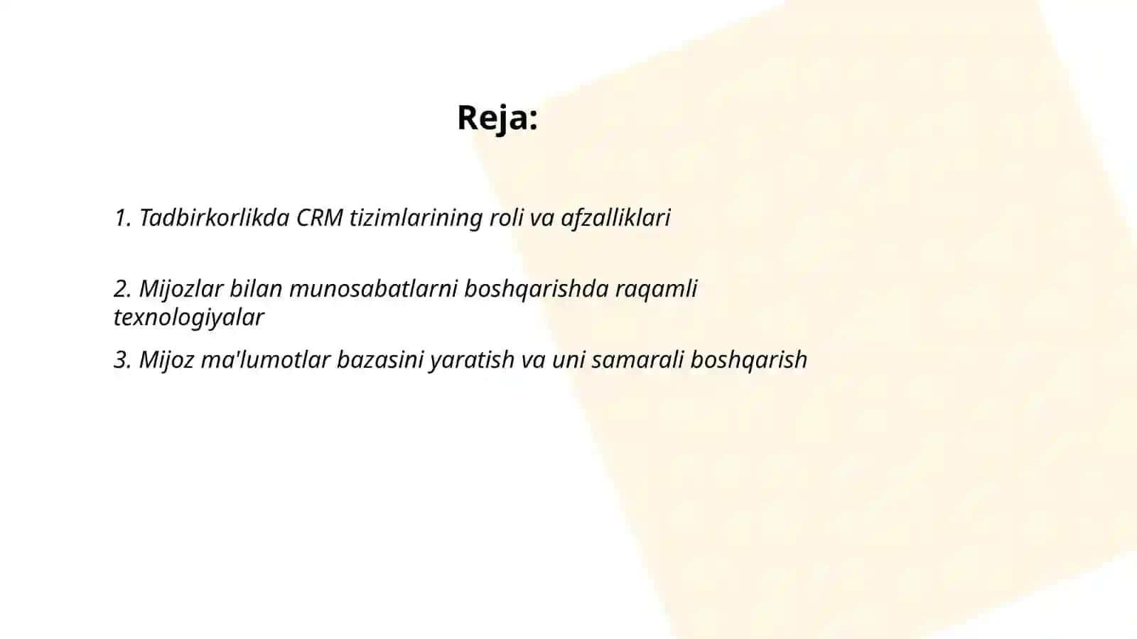Tadbirkorlikda mijozlar bilan munosabatni boshqarish samaradorligi 2