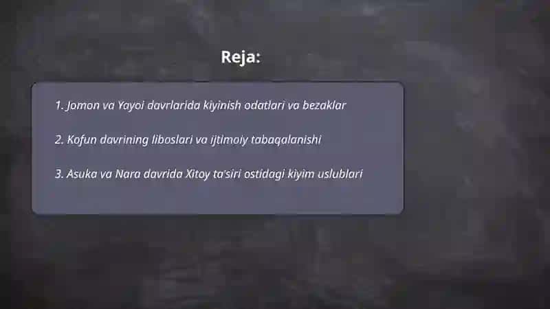 Yaponiya kostyumini davrlar bo'yicha o'rganish 2